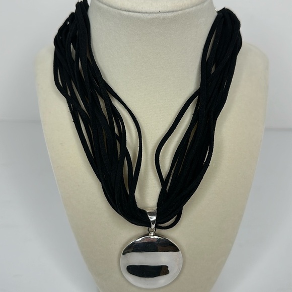 Silpada Jewelry - Silpada Multi Strand Leather Necklace with Silver Disc Pendant N1124